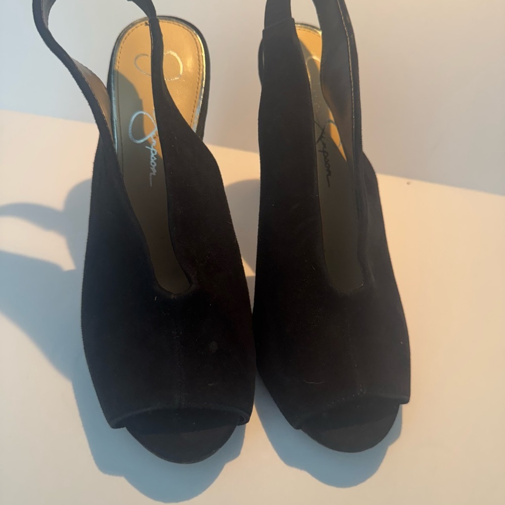 Jessica Simpson Black Suede Slingback Heels